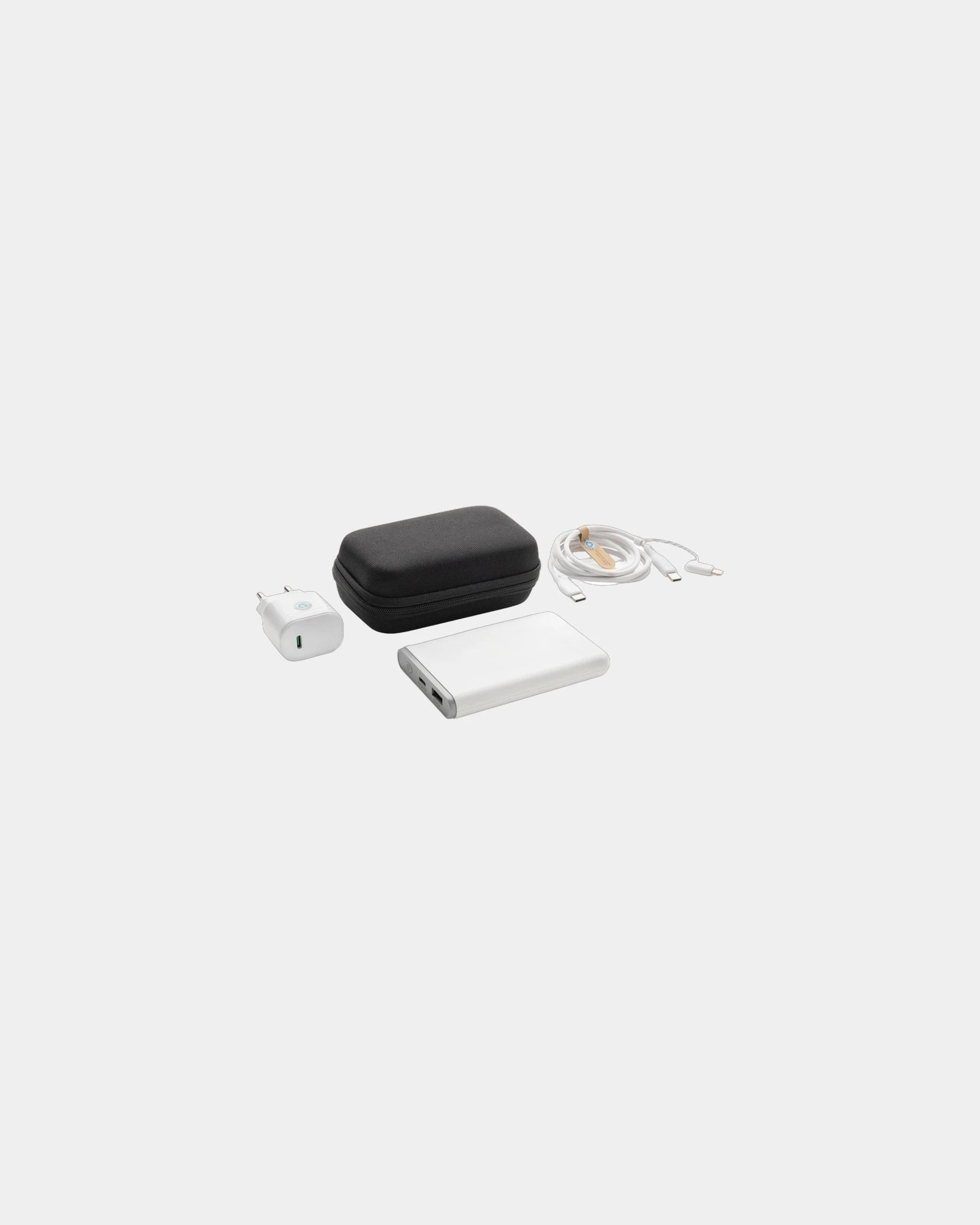 Set batterie câble et chargeur 20W en PET recyclé à personnaliser - Noir