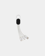 Câble 4 en 1 ABS avec mousqueton à personnaliser - Blanc