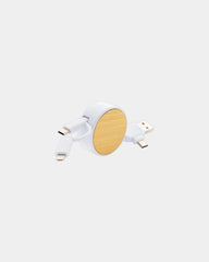 Câble rétractable en plastique recyclé 100cm à personnaliser - Blanc