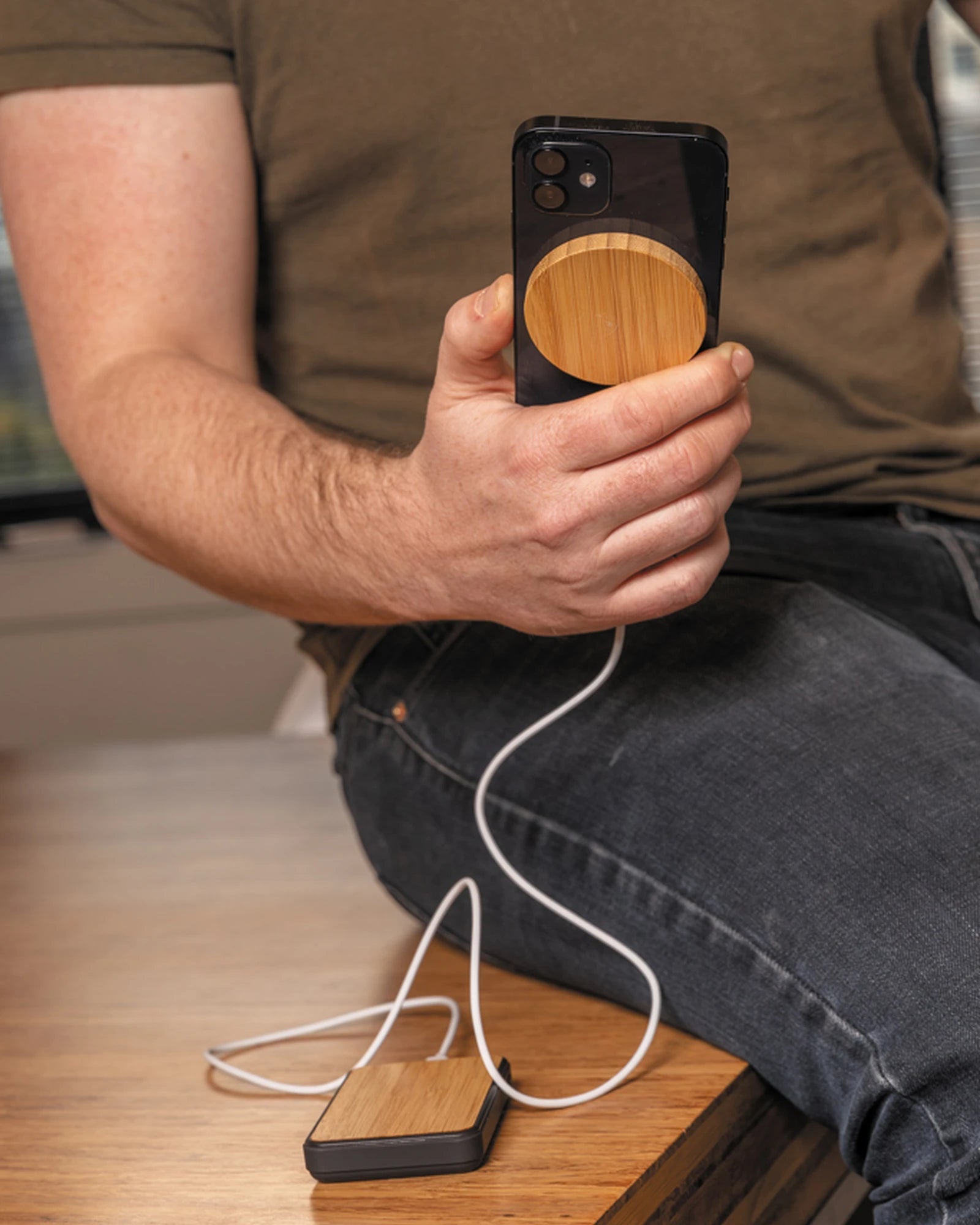 Chargeur magnétique sans fil en bambou 10W à personnaliser - 8