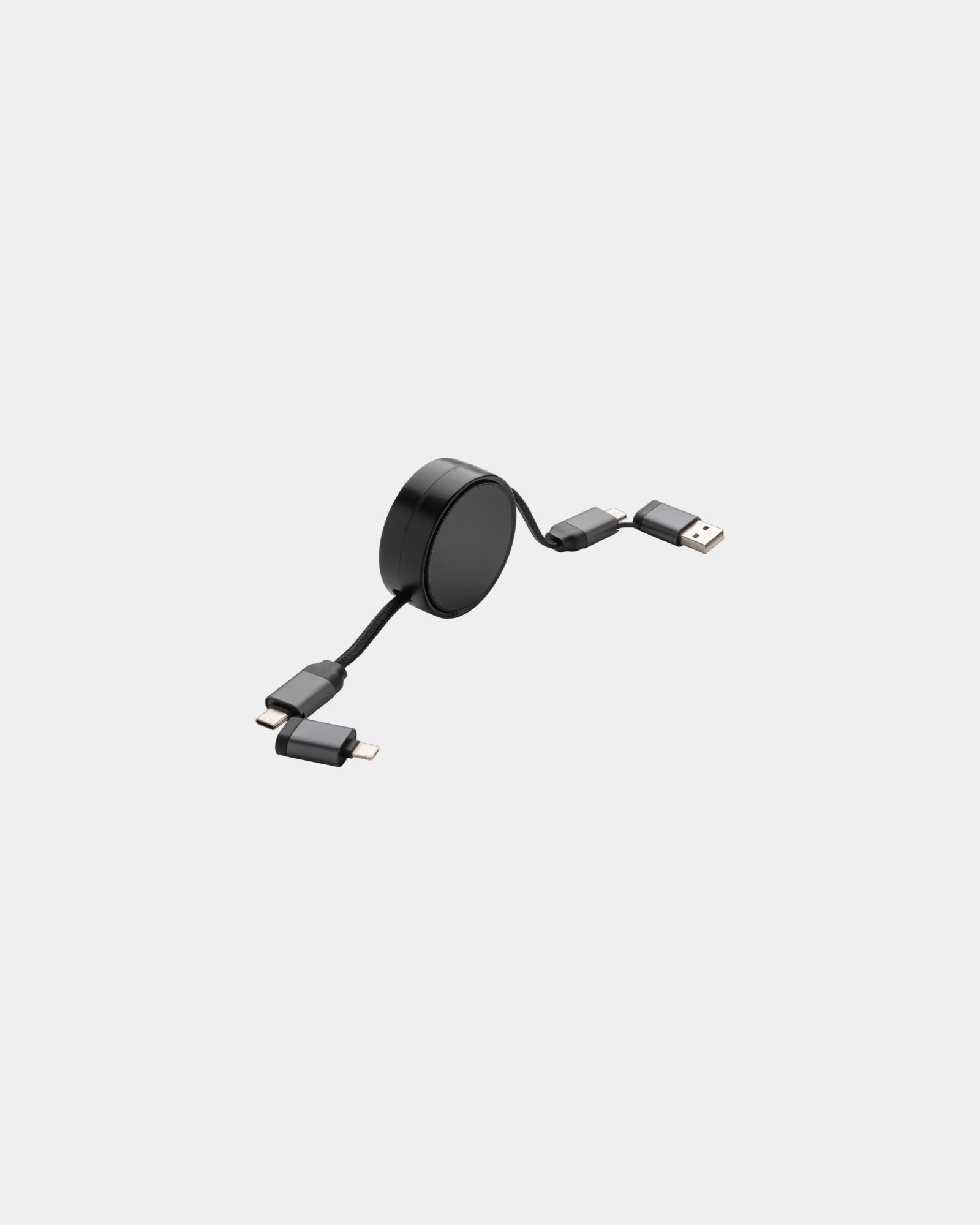 Câble rétractable 60W en aluminium recyclé à personnaliser - Gris