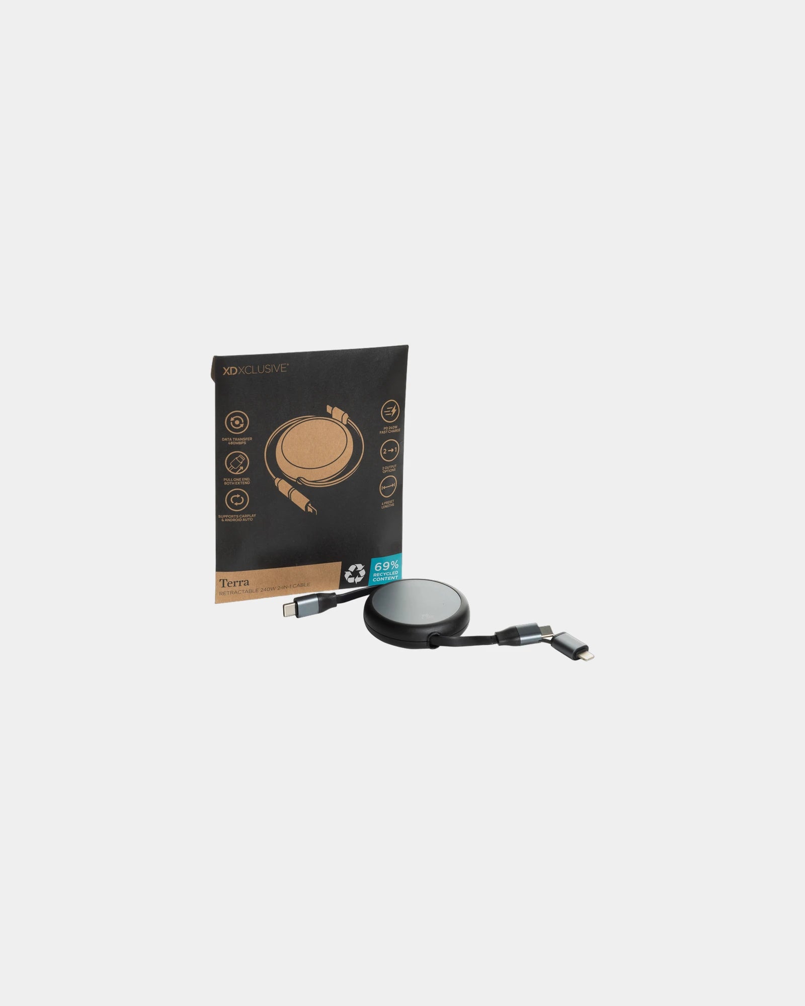 Câble rétractable aluminium RCS Terra 240W à personnaliser - 1