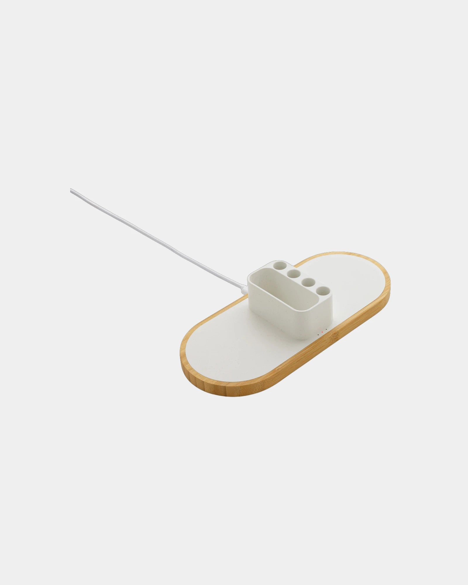 Cargador inalámbrico reciclado bambú para personalizar - Blanco