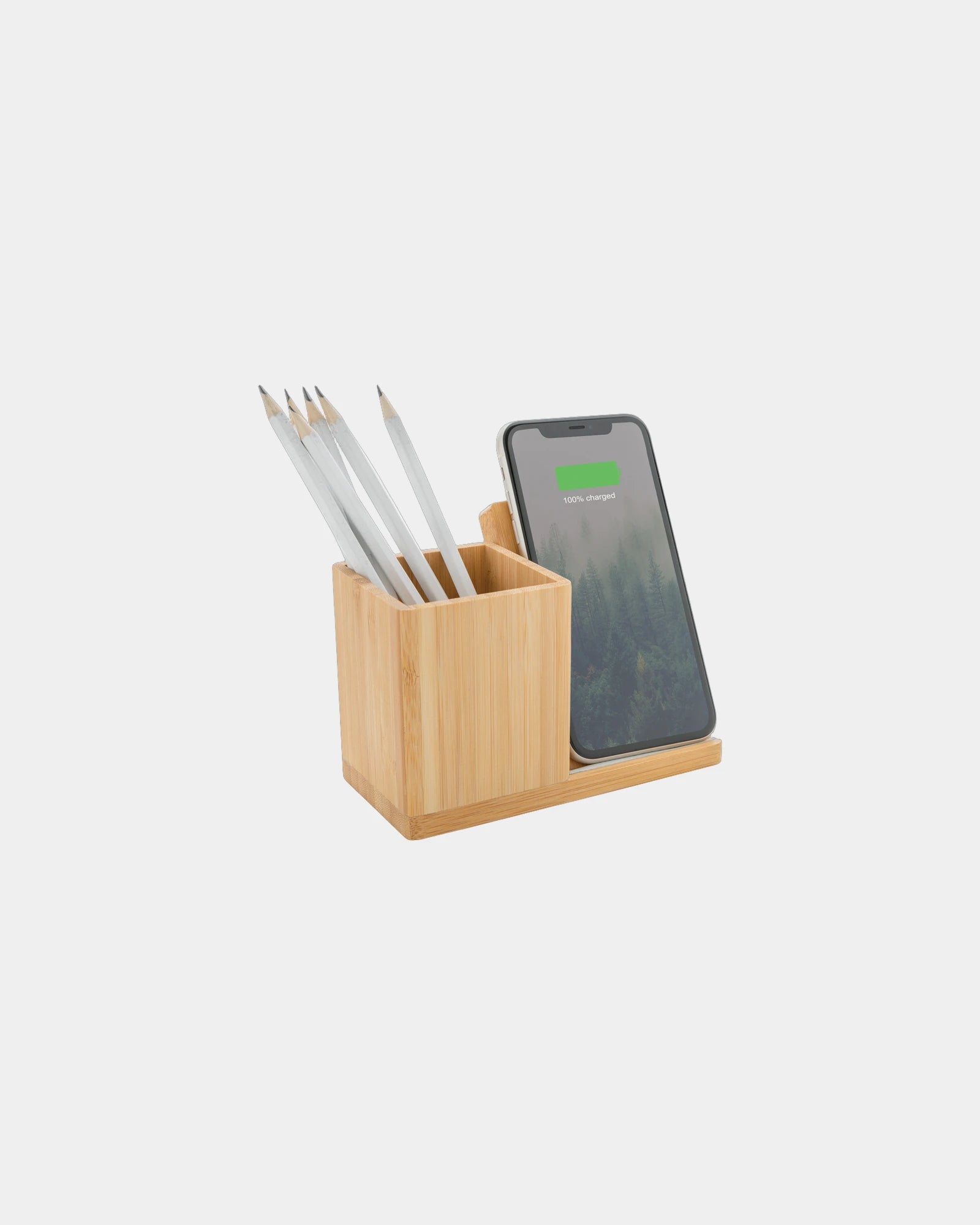 Chargeur sans fil 10W en bambou à personnaliser - 1
