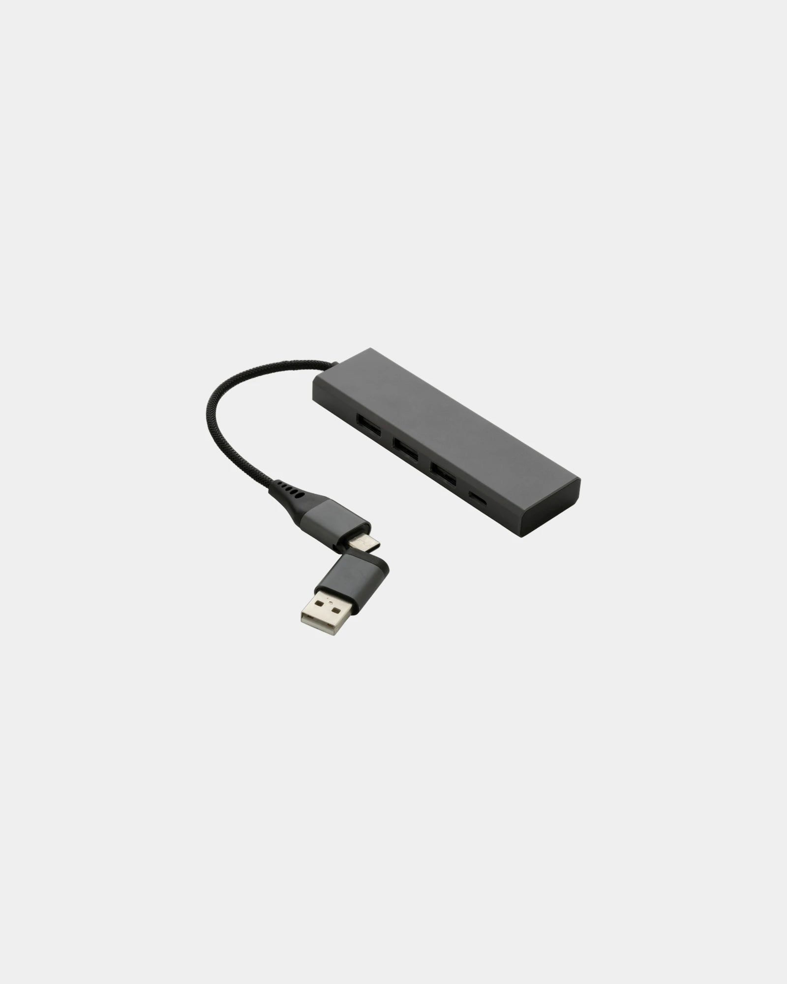 Hub USB aluminium recyclé 3 ports à personnaliser - Gris
