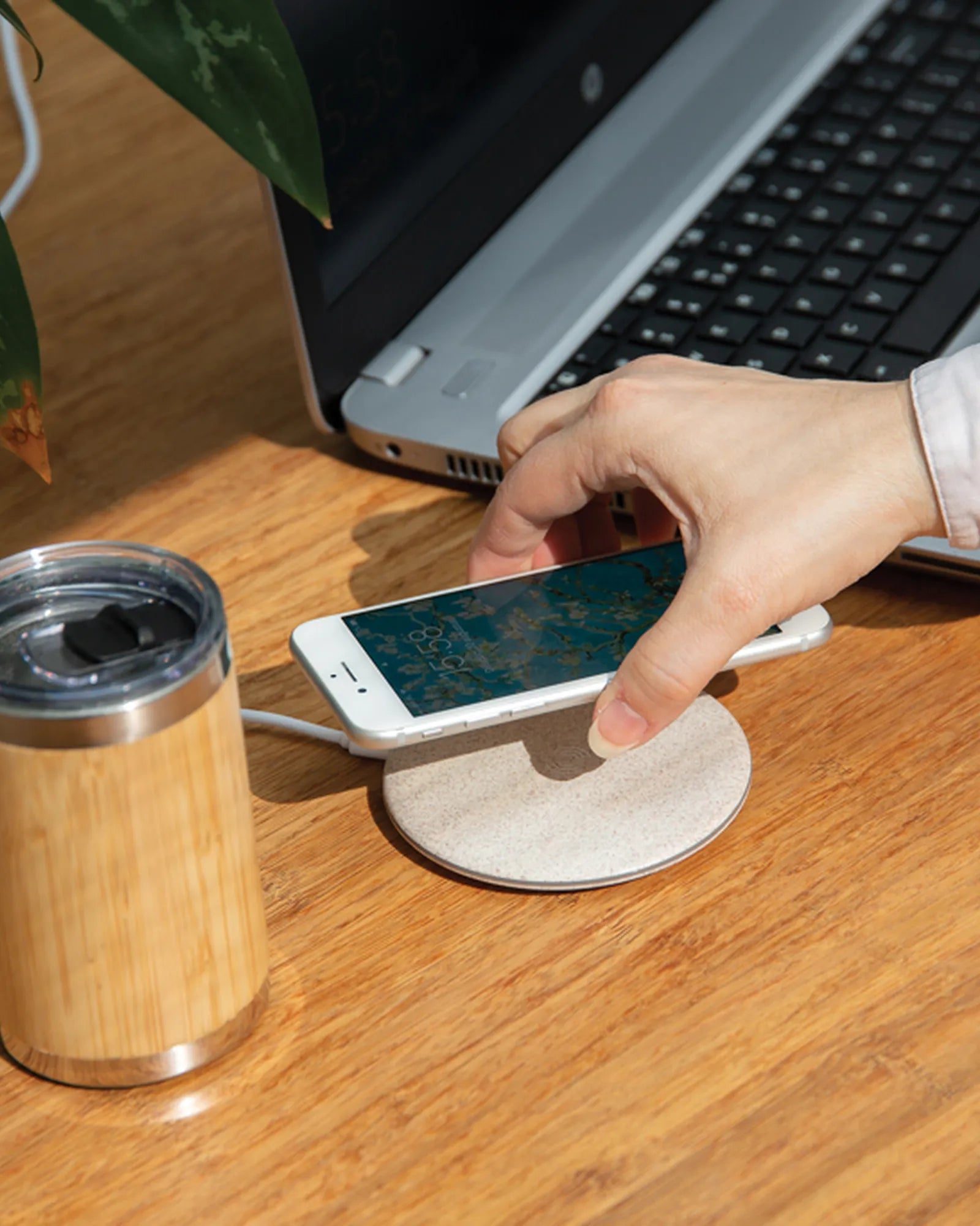 Chargeur à induction 5W en fibre de paille à personnaliser - 6