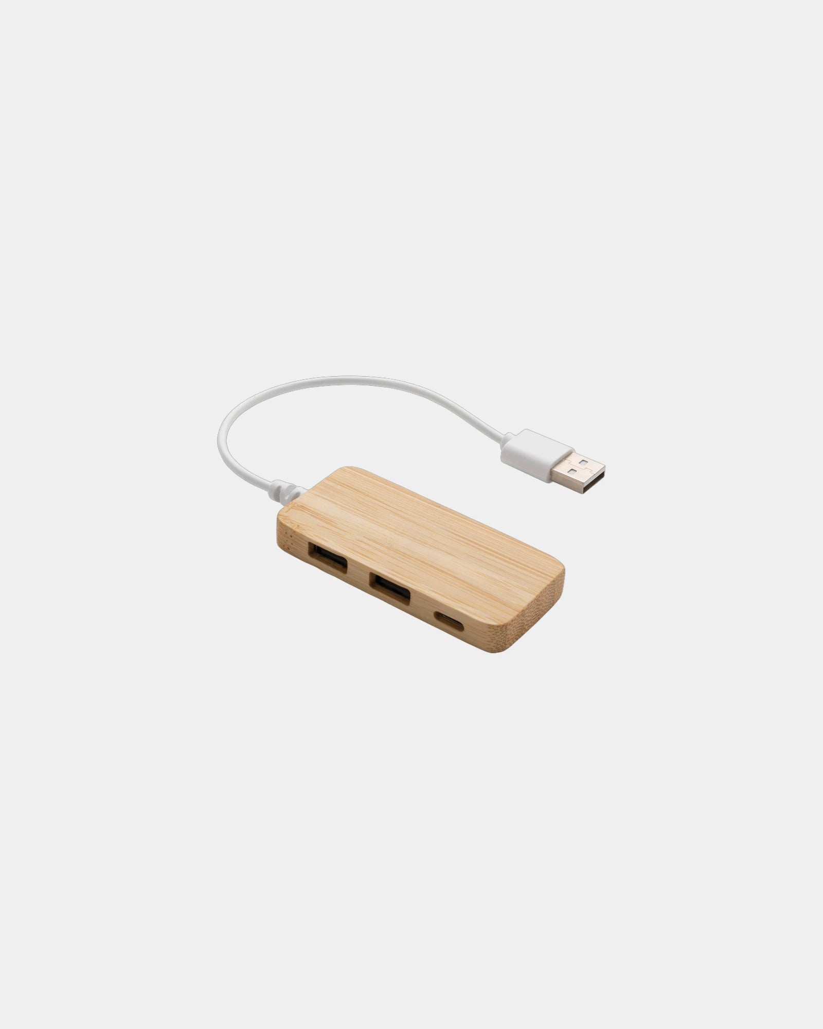 Hub USB en bambou avec Type C à personnaliser - Marron