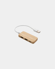 Hub USB en bambou avec Type C à personnaliser - Marron