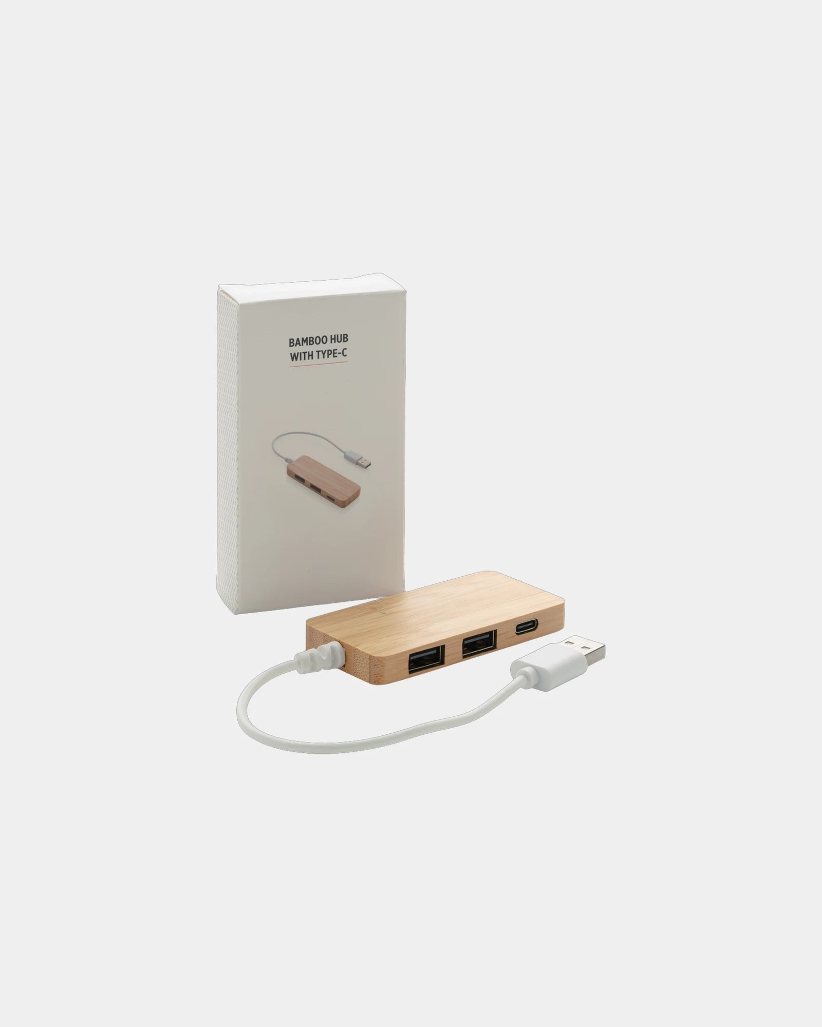 Hub USB en bambou avec Type C à personnaliser - 2
