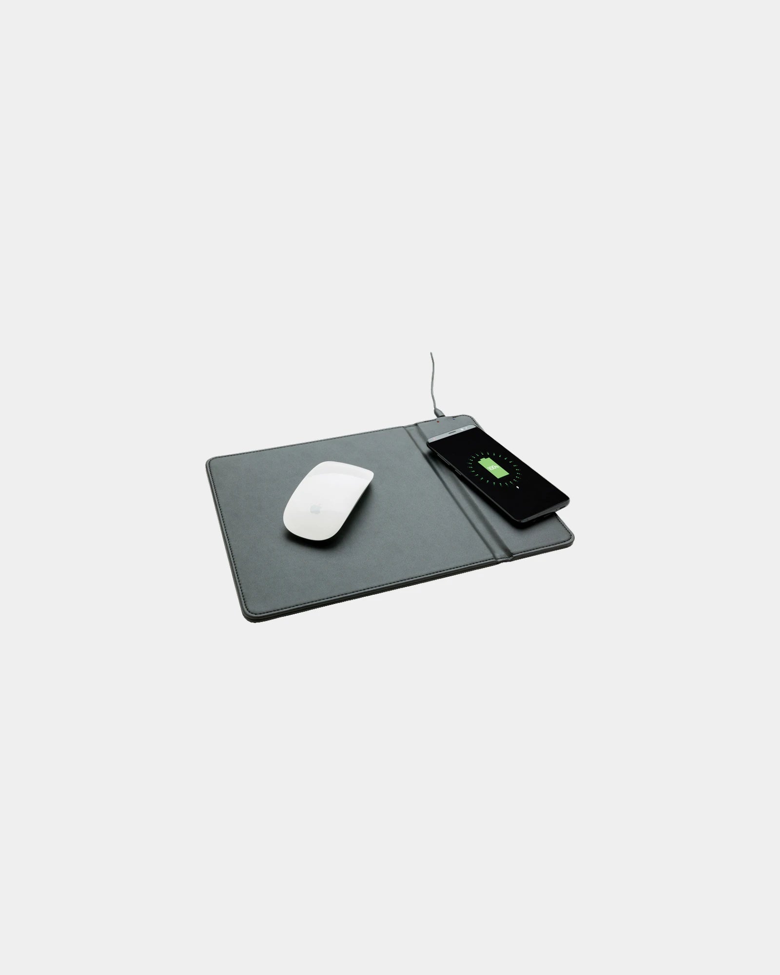 Tapis de souris PU avec chargeur induction 5W à personnaliser - Noir