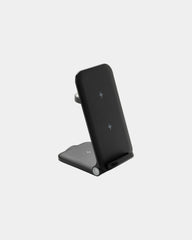 Chargeur sans fil 3en1 plastique recyclé RCS à personnaliser - Noir