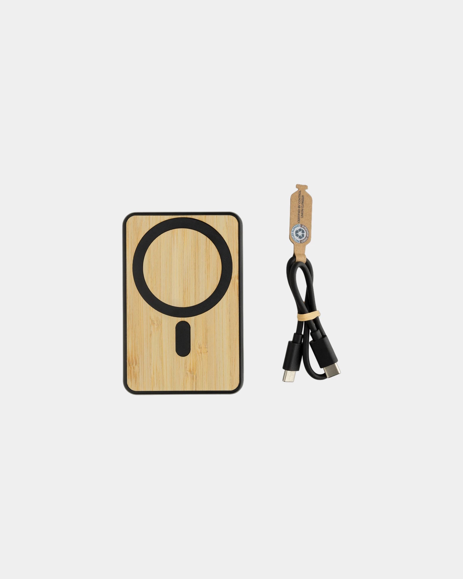 Powerbank 5000mAh bambou et ABS recyclé à personnaliser - Noir