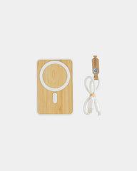 Powerbank 5000mAh bambou et ABS recyclé à personnaliser - Blanc