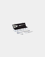 Set de 3 accessoires barbecue en coffret aluminium à personnaliser - Argent