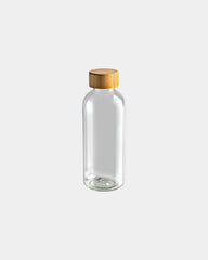 Bouteille rPET 600ml avec couvercle en bambou à personnaliser - Transparent