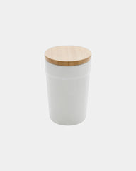 Mug 300ml PP recyclé GRS avec couvercle en bambou à personnaliser - Blanc