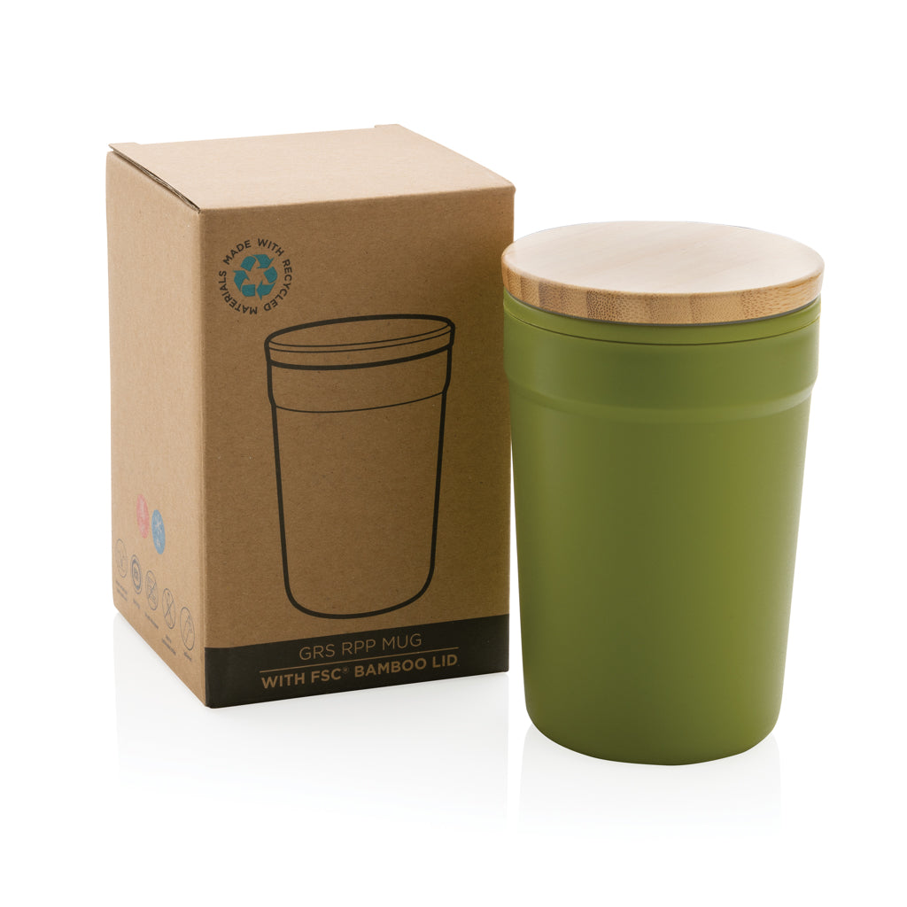 Mug 300ml PP recyclé GRS avec couvercle en bambou à personnaliser - 11