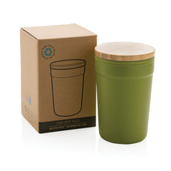 Mug 300ml PP recyclé GRS avec couvercle en bambou à personnaliser - 11