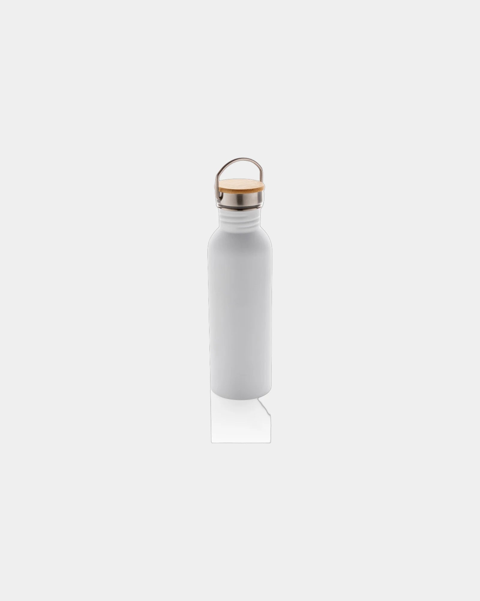 Bouteille inox 710ml avec couvercle en bambou à personnaliser - Blanc