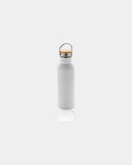 Bouteille inox 710ml avec couvercle en bambou à personnaliser - Blanc