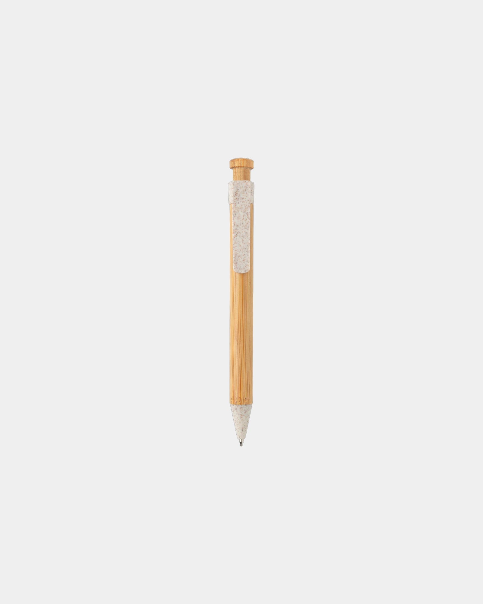 Stylo en bambou avec clip en fibre de paille à personnaliser - 1