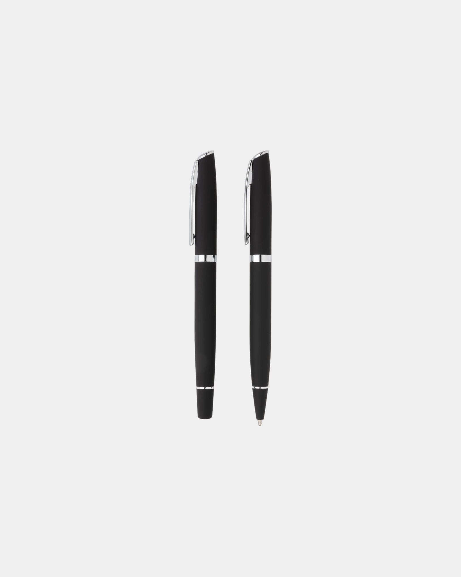 Set stylos aluminium noir à personnaliser - 1