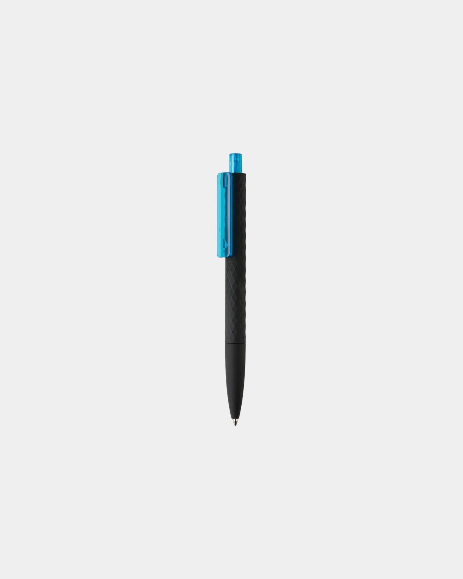 Stylo ABS recyclé finition gomme noire à personnaliser - Bleu Clair