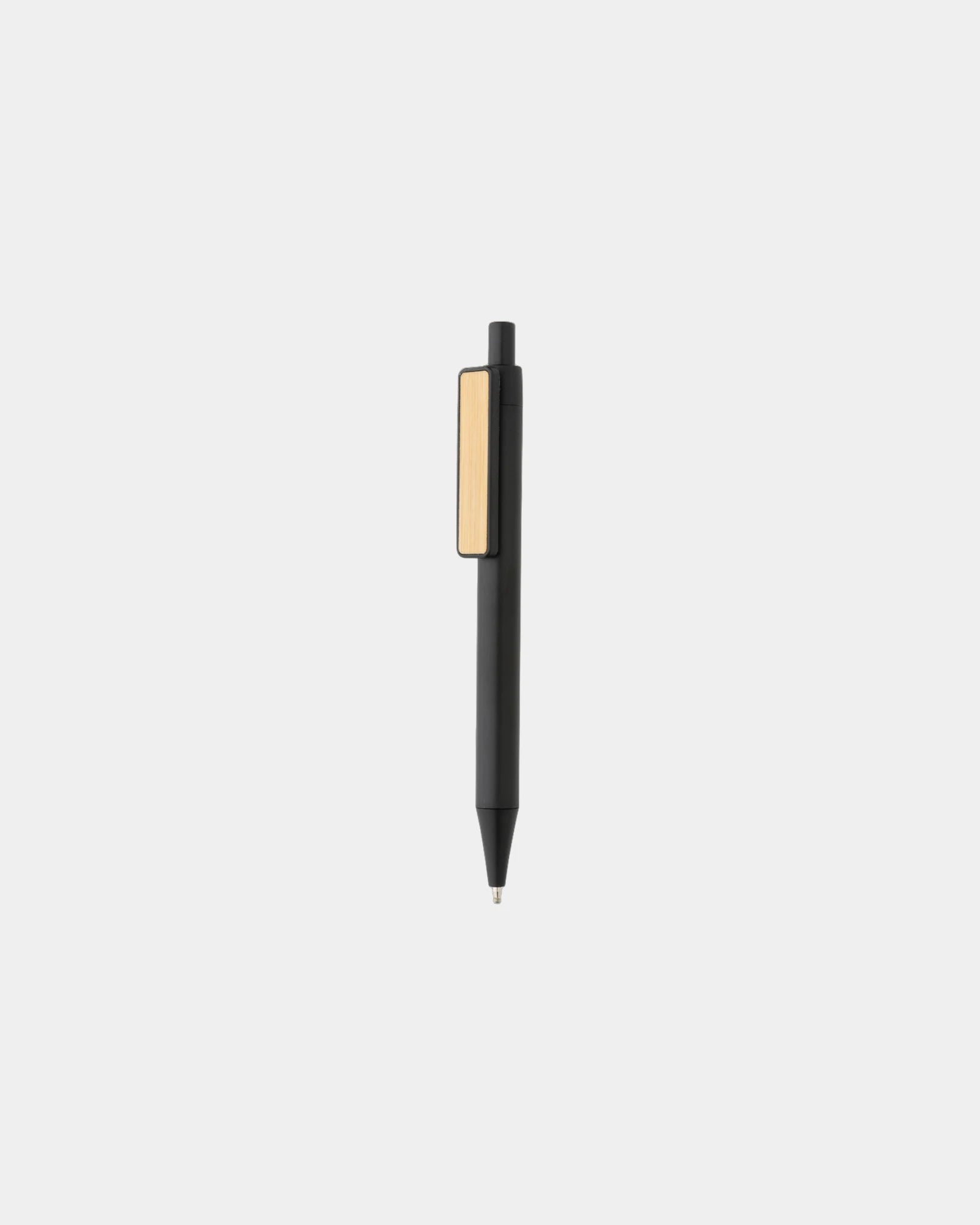 Stylo en ABS recyclé GRS avec clip en bambou à personnaliser - Noir