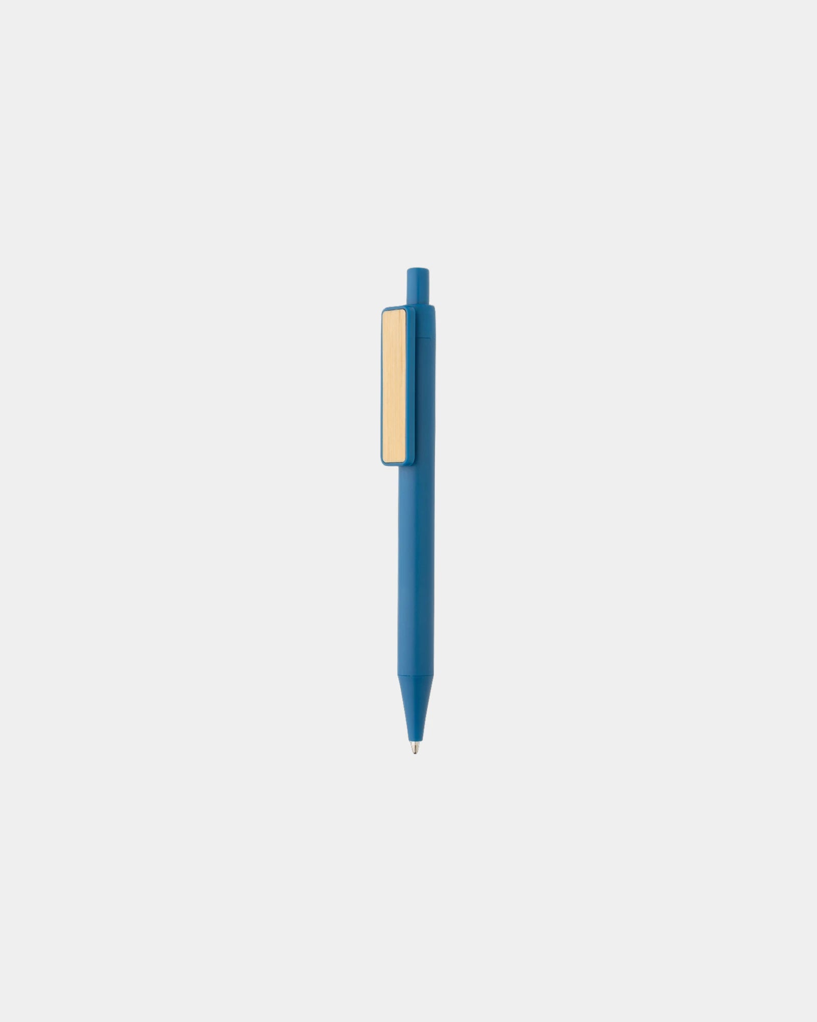 Stylo en ABS recyclé GRS avec clip en bambou à personnaliser - Bleu