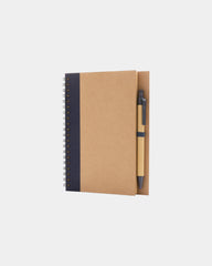 Cahier à spirales kraft avec stylo à personnaliser - Bleu