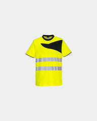 T-shirt haute visibilité coton majoritaire à personnaliser - Jaune-Noir