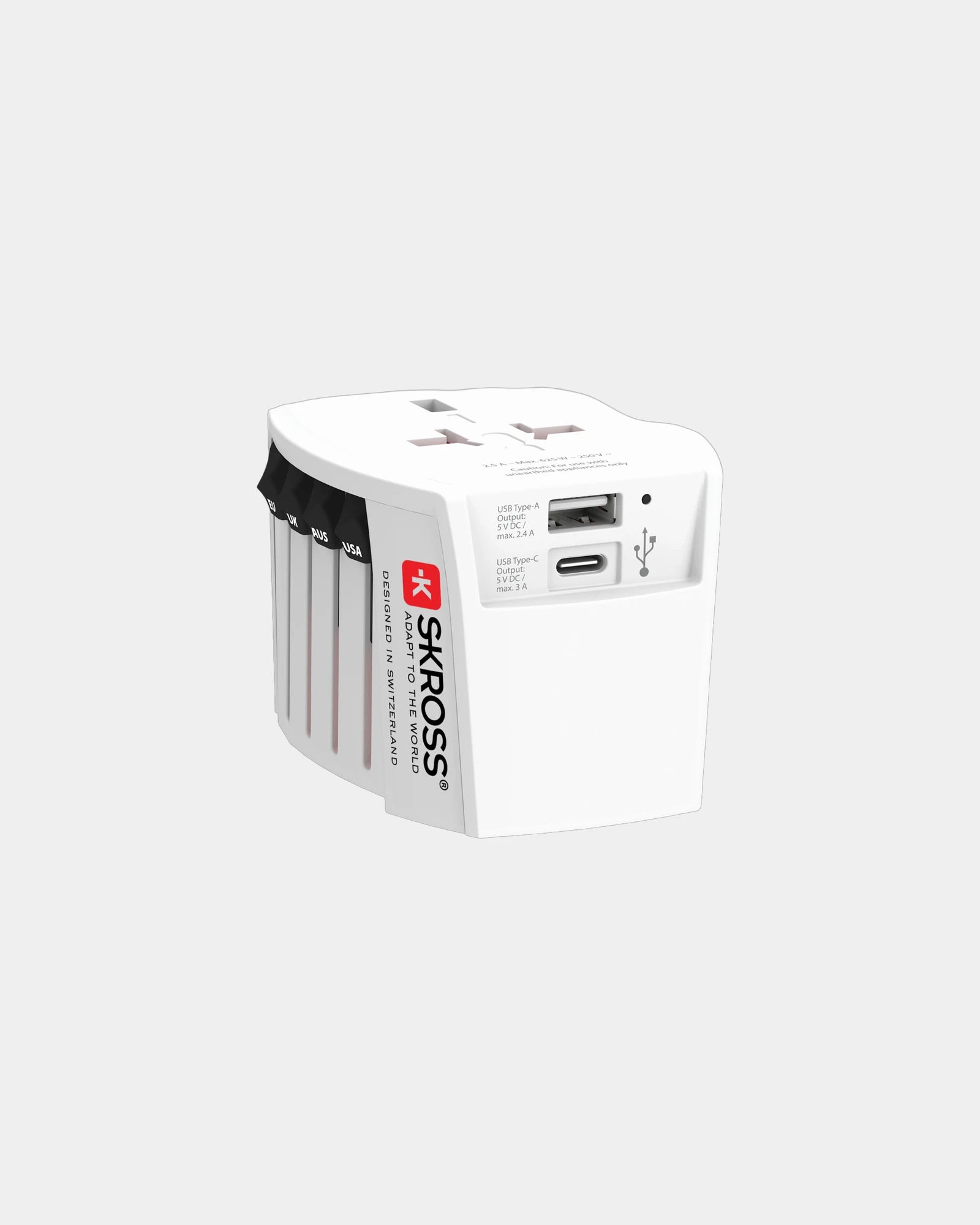 Adaptateur de voyage Skross MUV 2-Pôles à personnaliser - Blanc