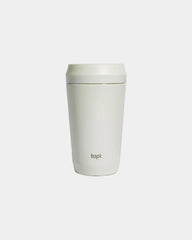 Mug 354 ml avec couvercle 360 en acier recyclé à personnaliser - Blanc