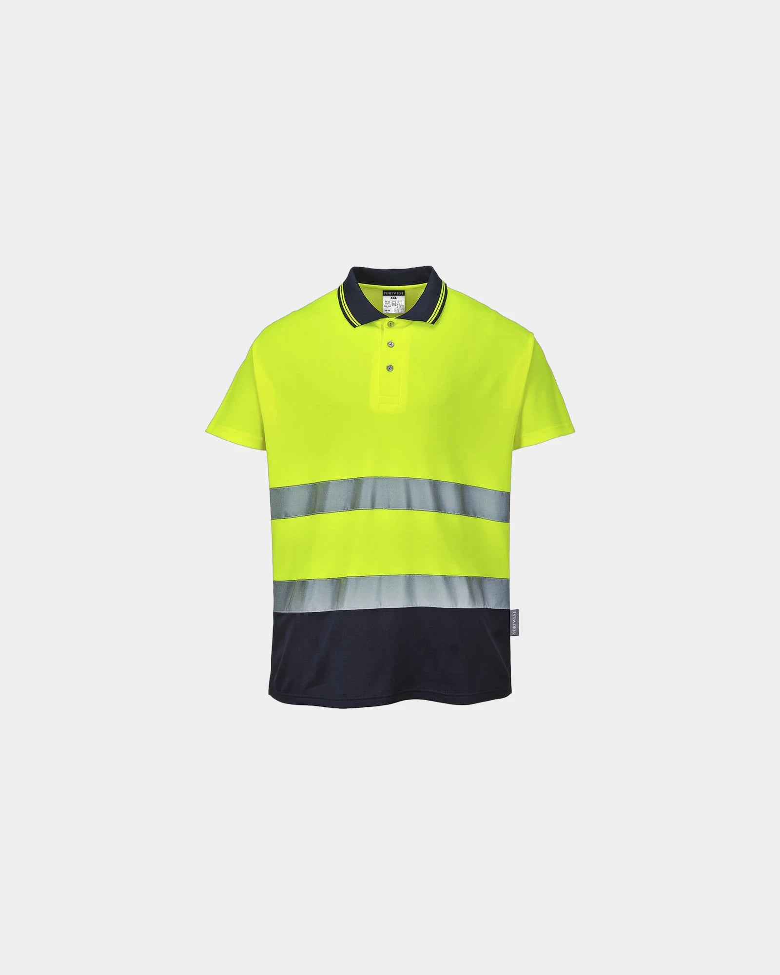 Polo coton bicolore à personnaliser - Jaune-Bleu Marine