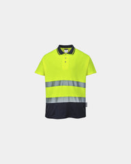 Polo coton bicolore à personnaliser - Jaune-Bleu Marine