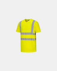 T-shirt col V maille aérée à personnaliser - Jaune