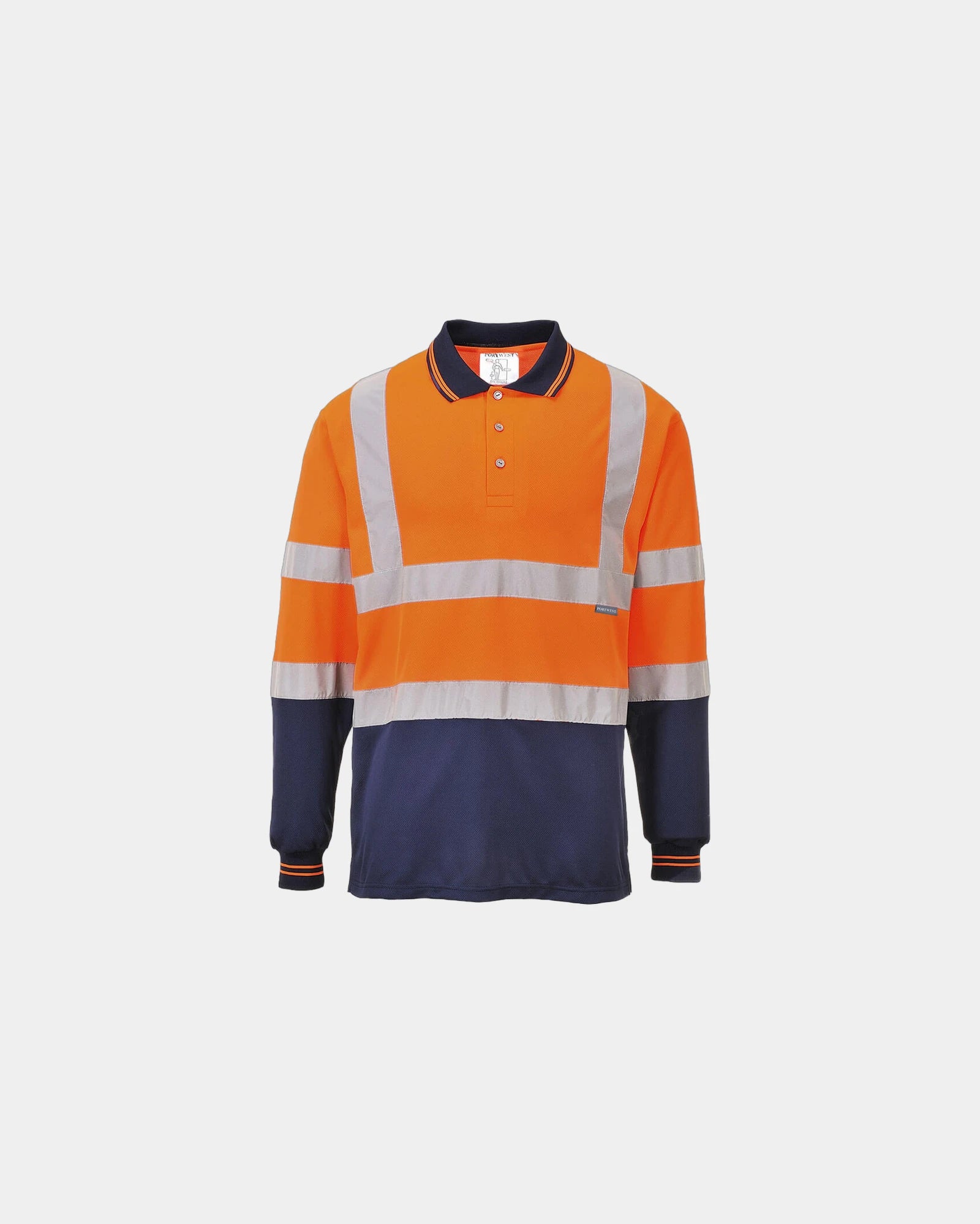 Polo bicolore manches longues à personnaliser - Orange