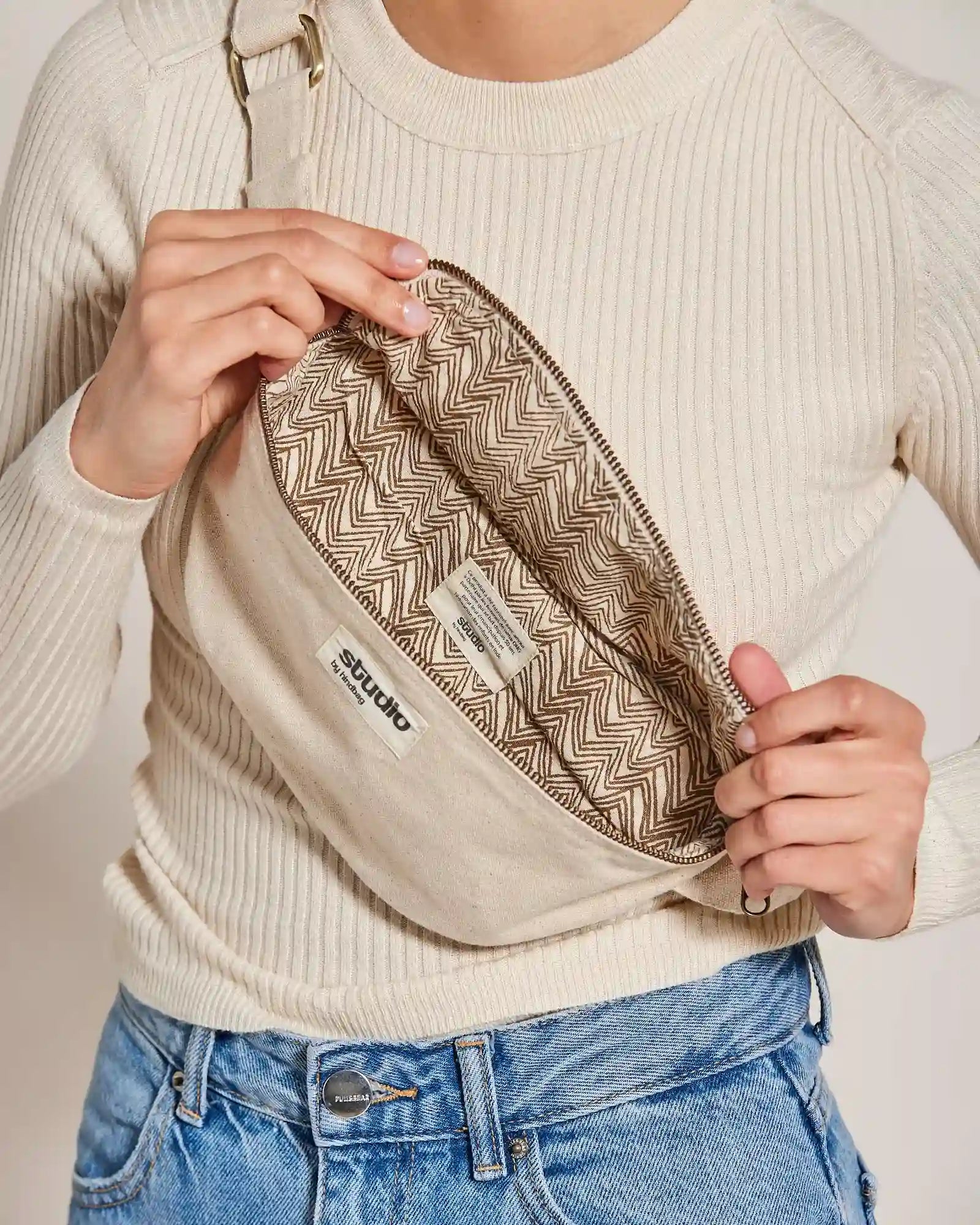 Sac banane coton bio Hindbag Valentine à personnaliser - 1