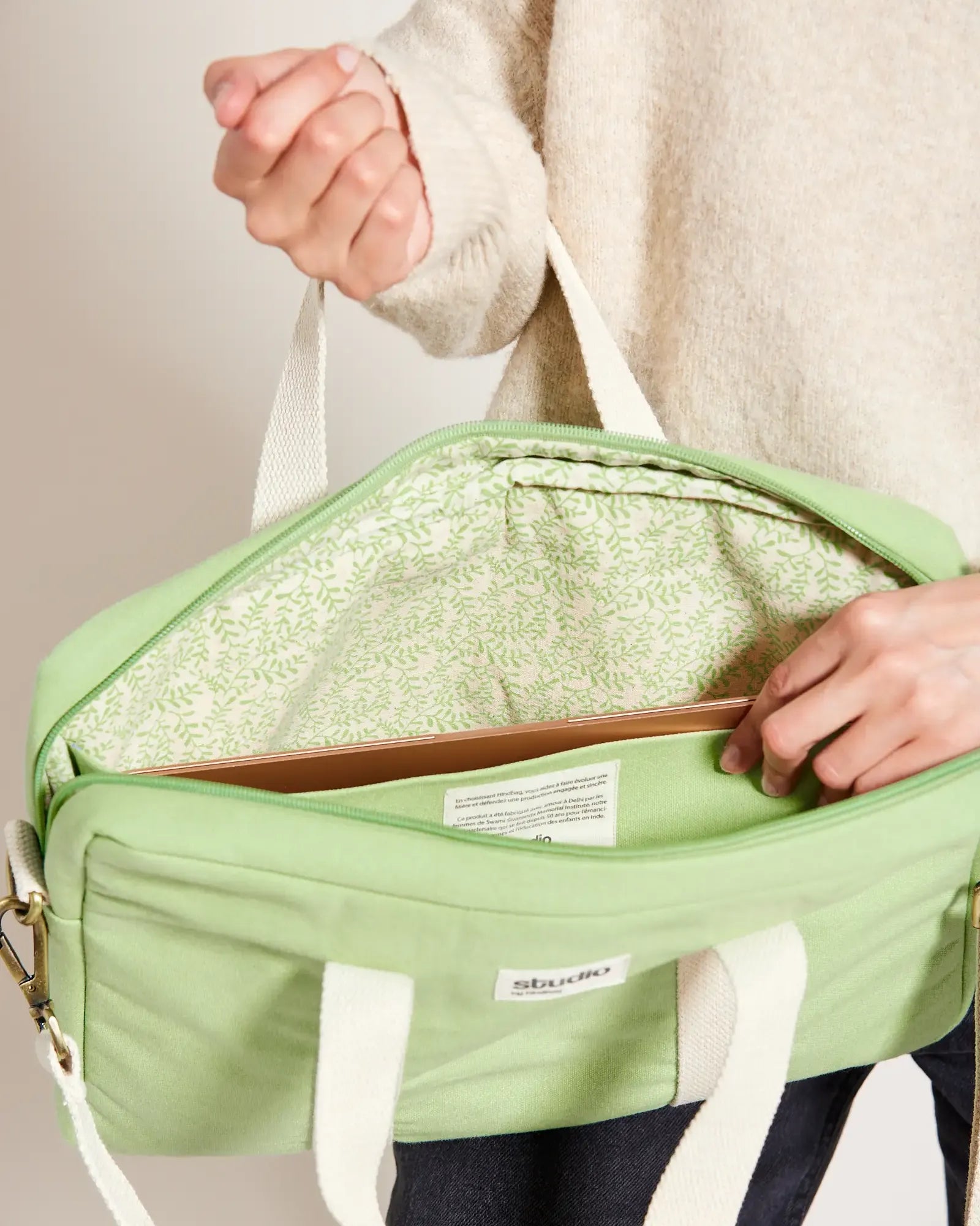Sac ordinateur coton bio Hindbag Luis à personnaliser - 17