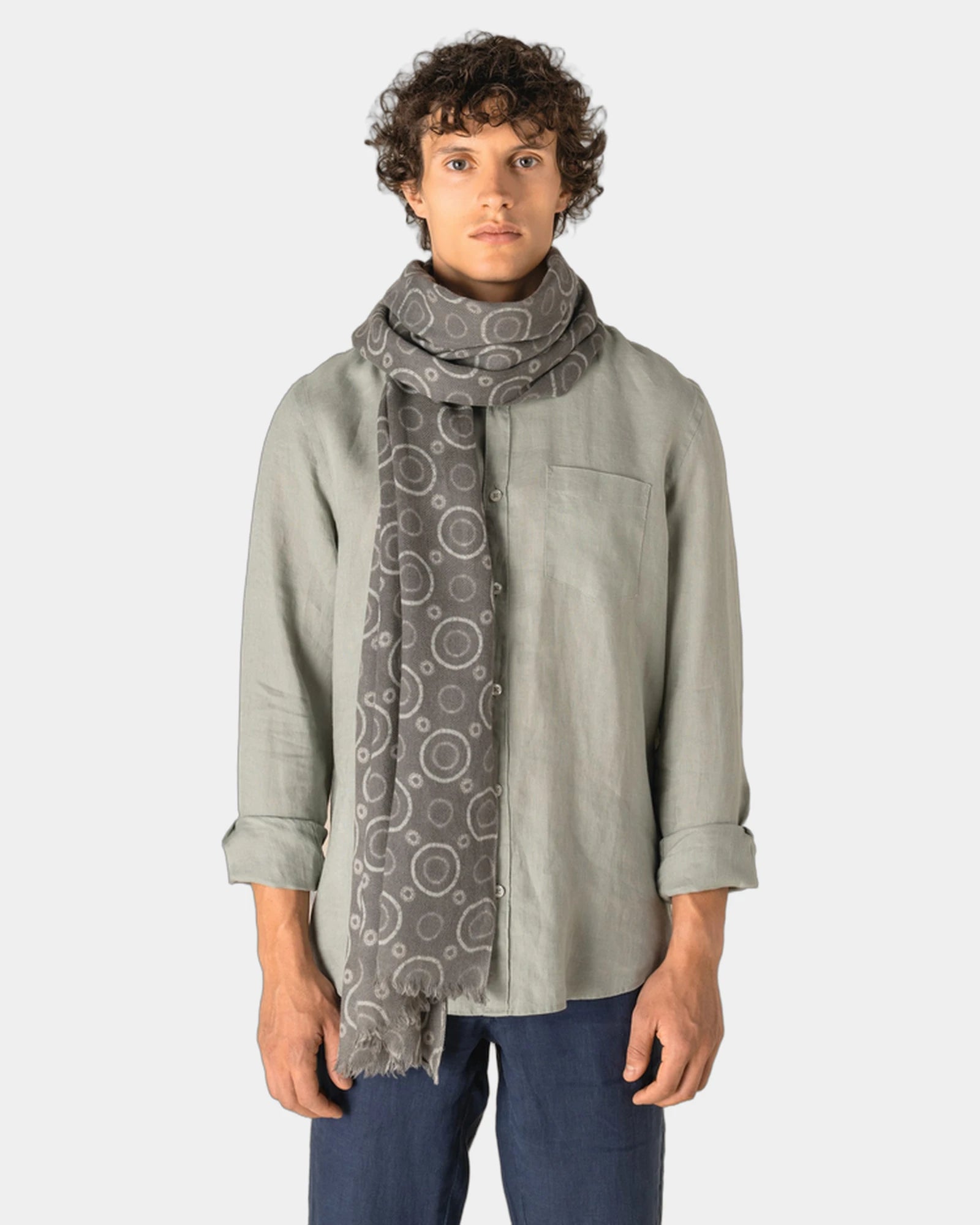 Chèche laine motifs cercles unisexe à personnaliser - 1
