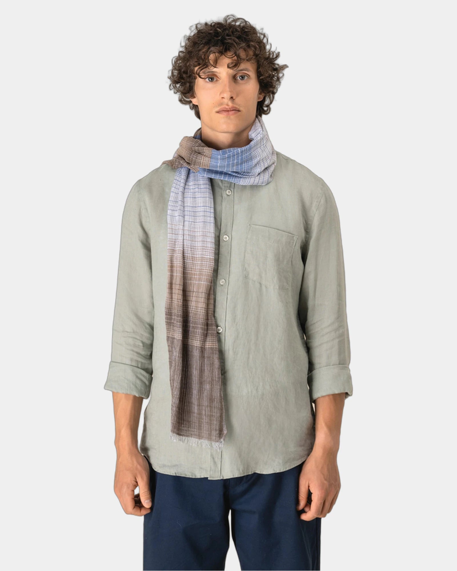Chèche coton rayures franges à personnaliser - 1