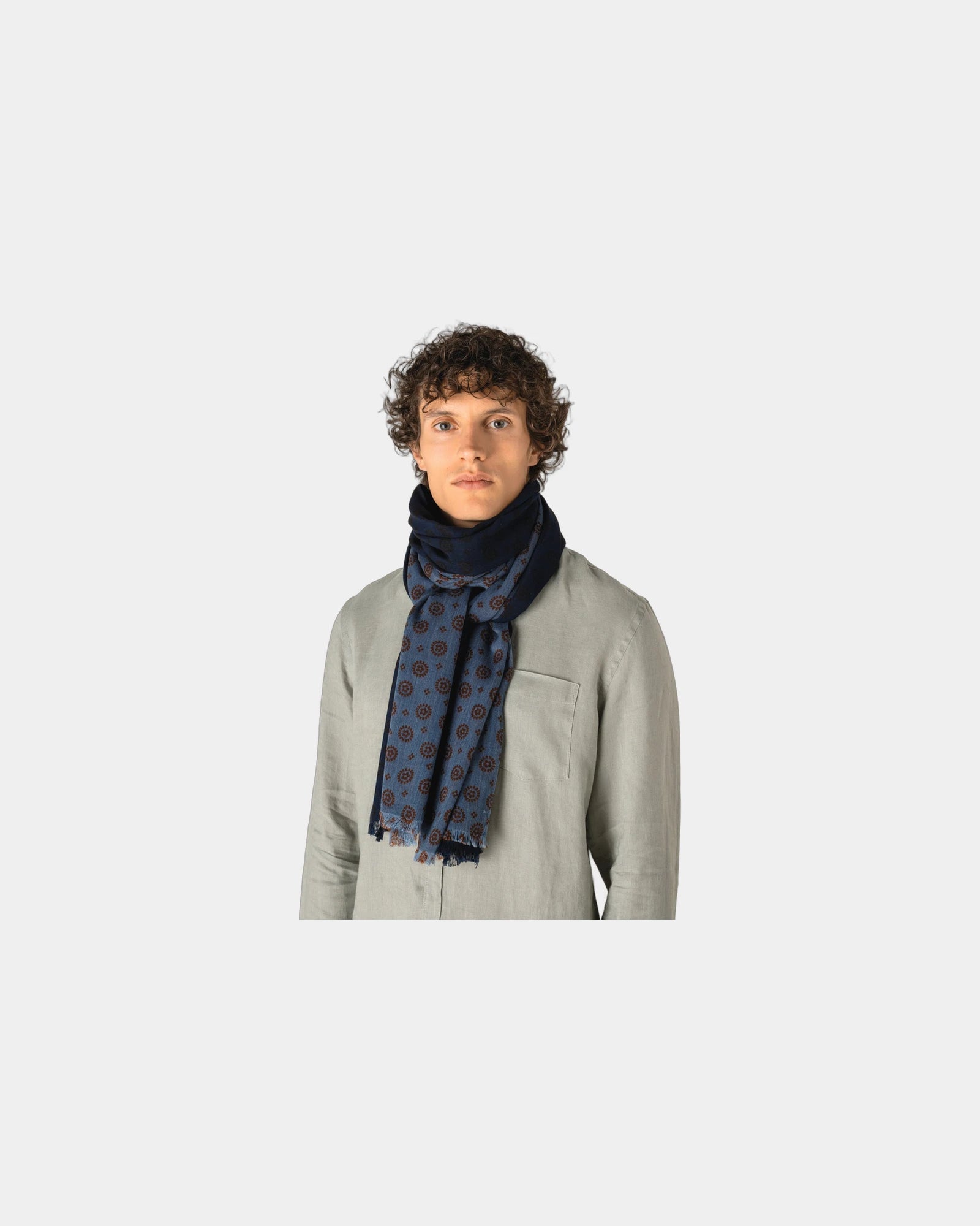 Chèche coton motifs floraux à personnaliser - Blue Garnet Flowers