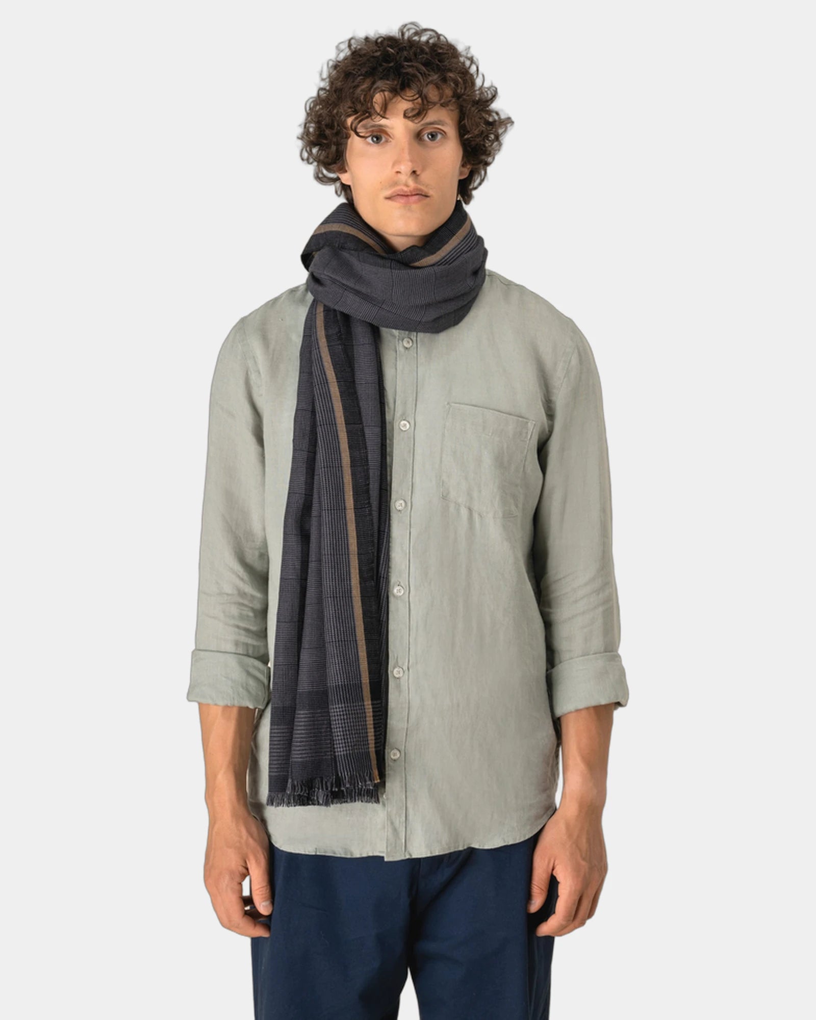 Chèche à carreaux coton viscose à personnaliser - 1