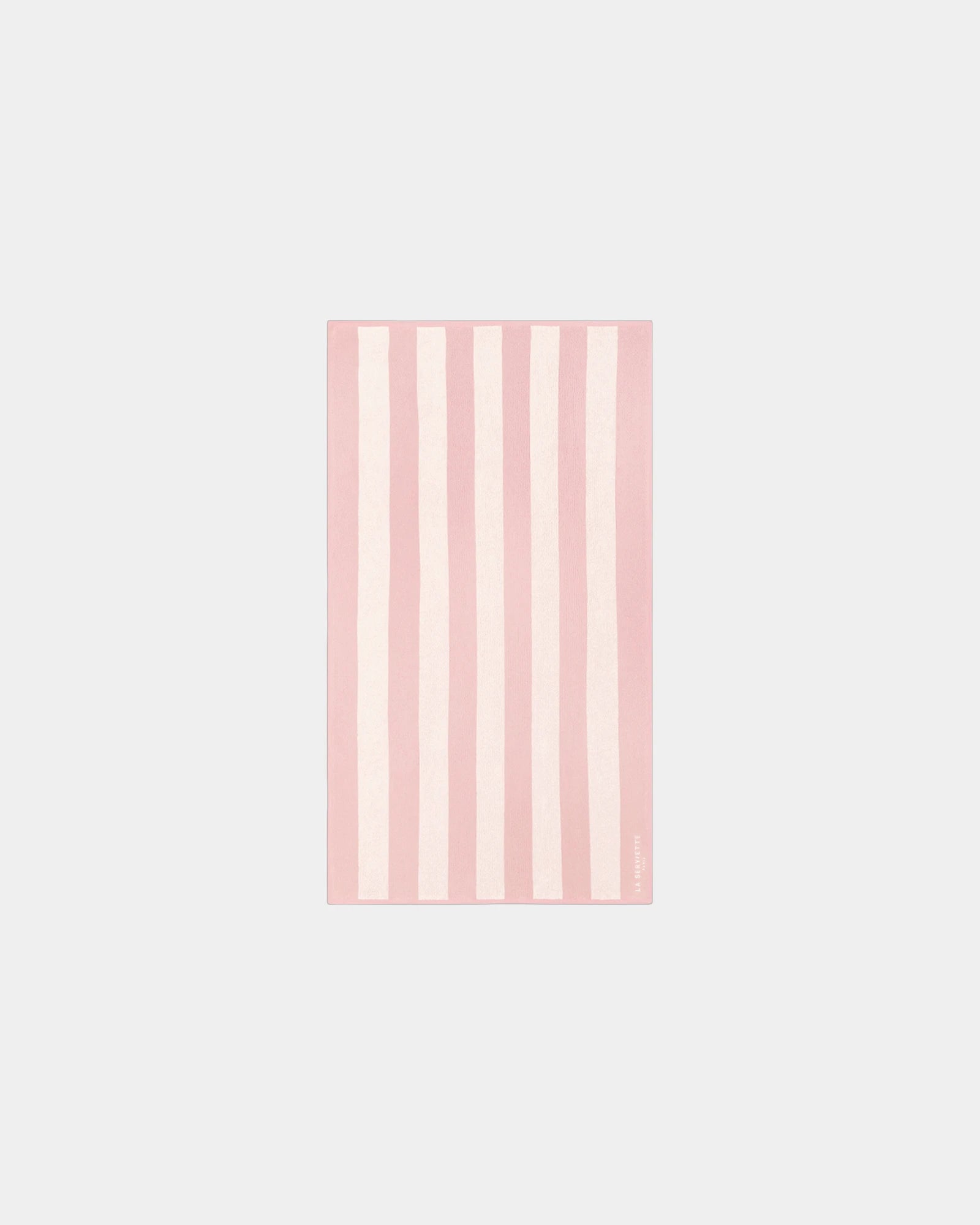 Serviette de plage 90x170 Rayures Riviera La Serviette Paris à personnaliser - Rose Nymphe / Crème