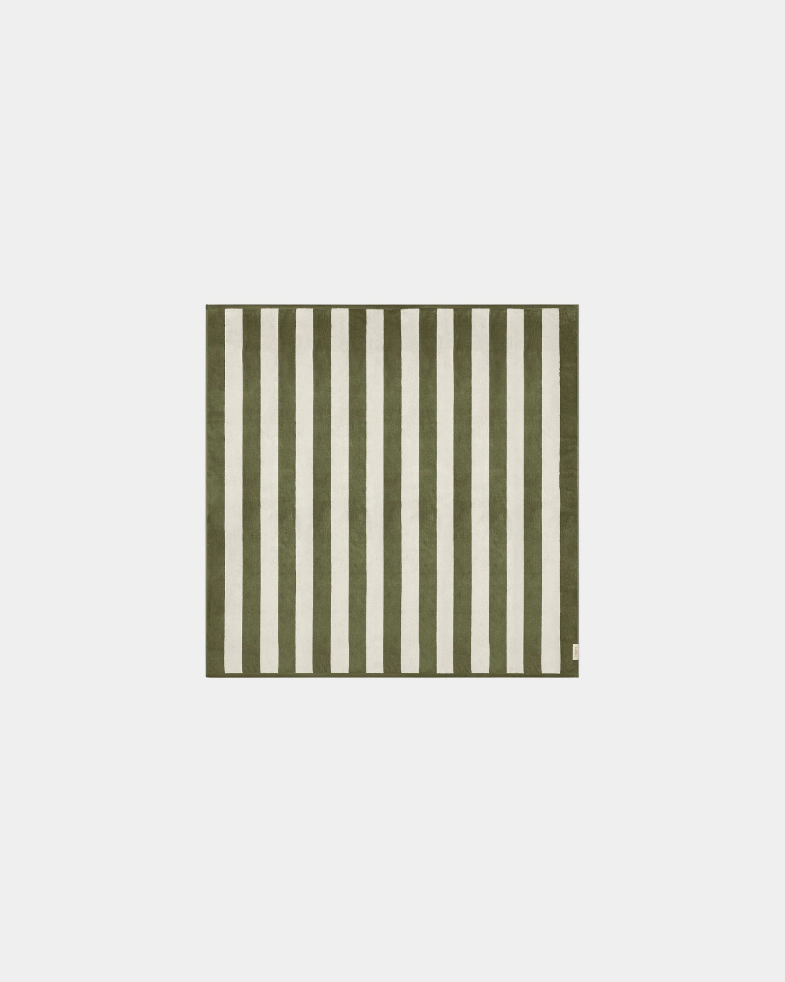 Serviette de plage XXL 170x170 Rayures Riviera à personnaliser - Vert Olive / Crème
