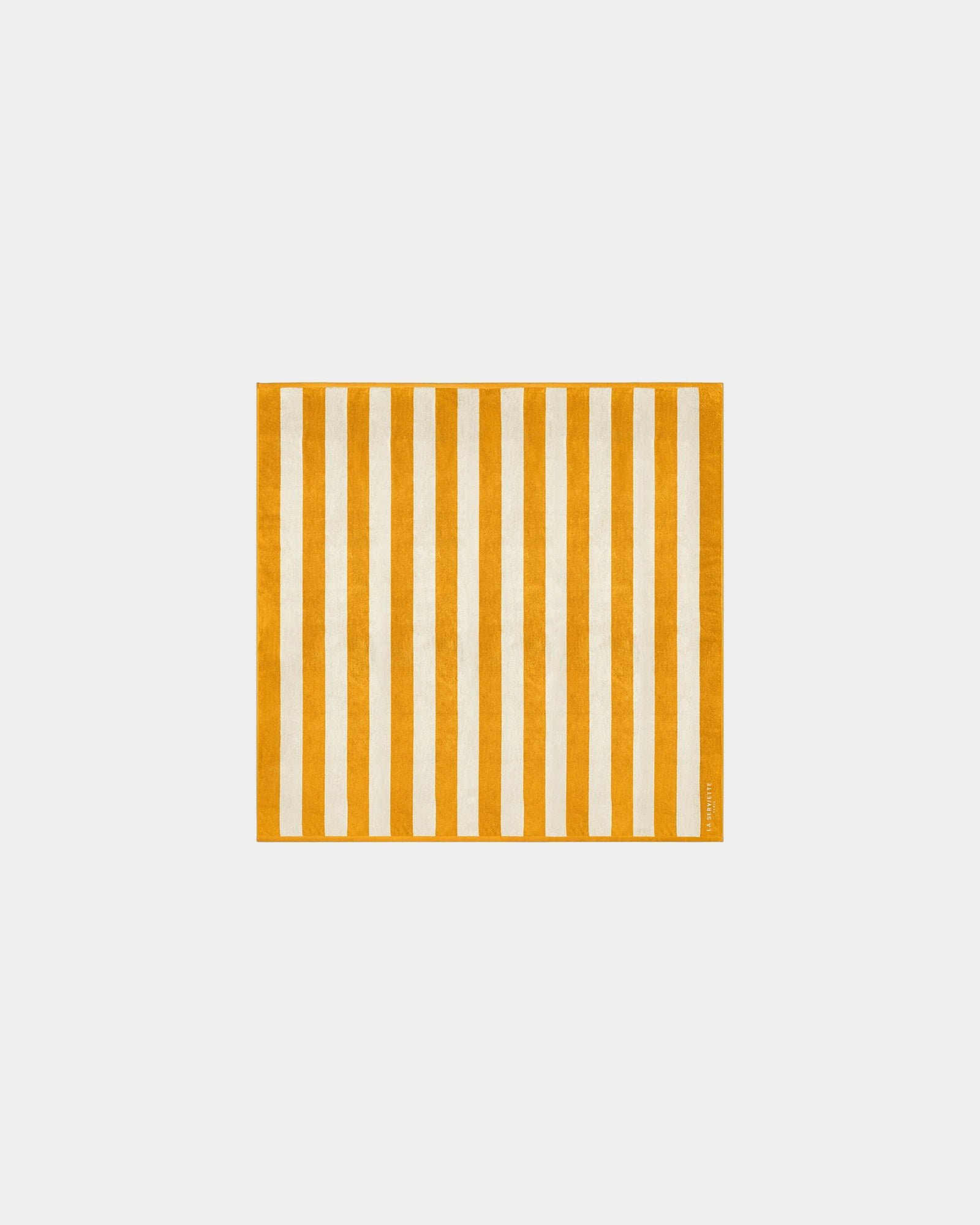 Serviette de plage XXL 170x170 Rayures Riviera à personnaliser - Jaune Gold / Crème