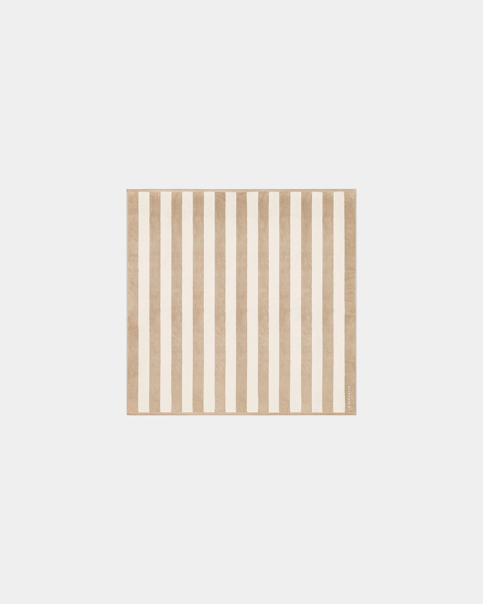 Serviette de plage XXL 170x170 Rayures Riviera à personnaliser - Sable / Crème