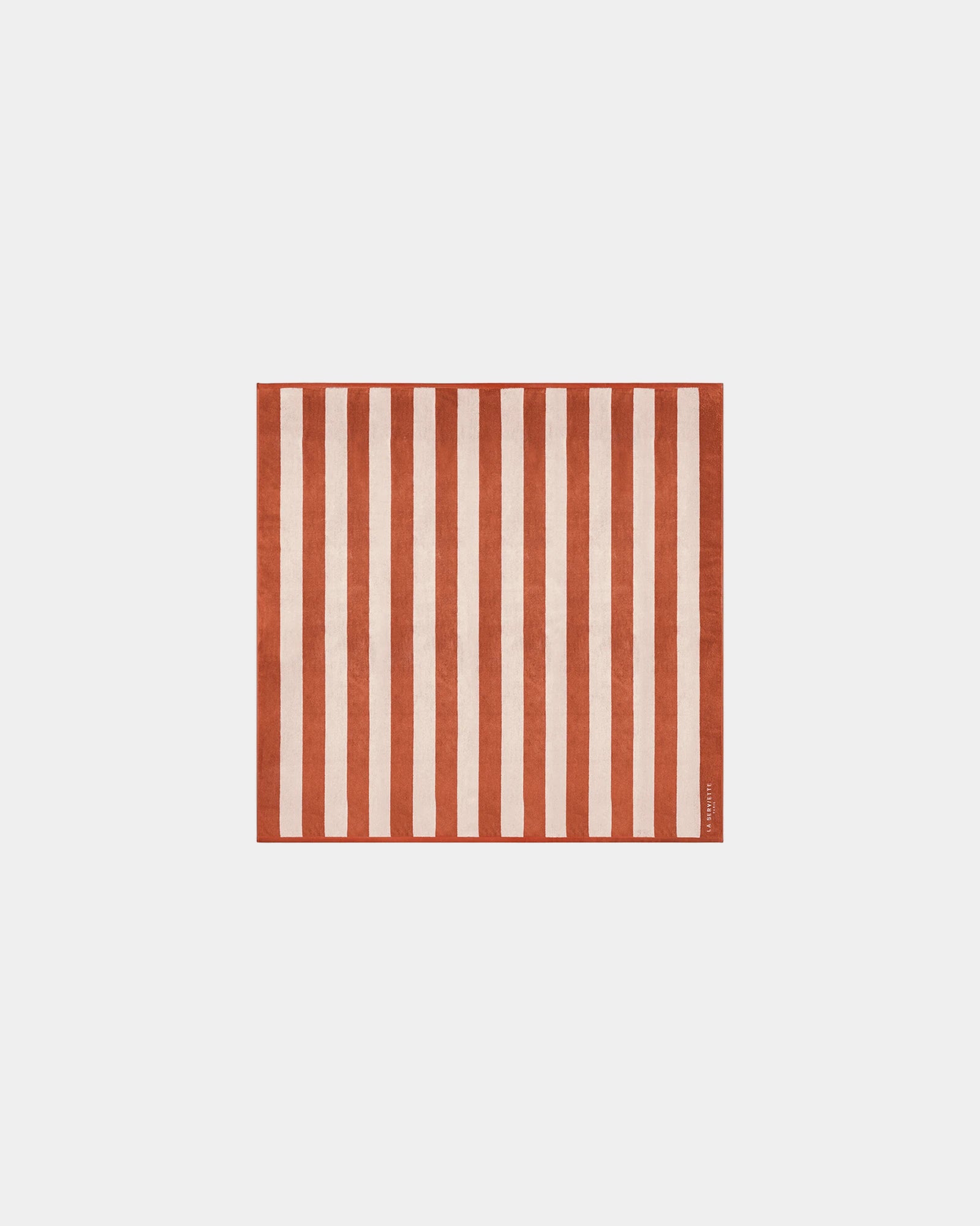 Serviette de plage XXL 170x170 Rayures Riviera à personnaliser - Rouille / Crème