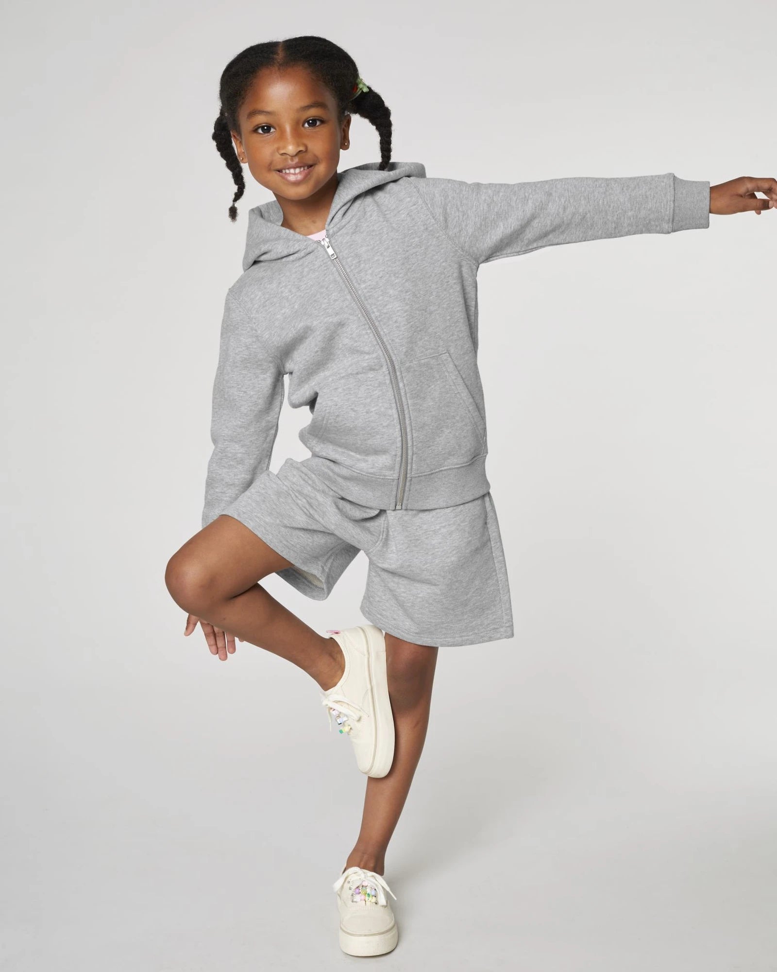 Short de jogging enfant coton bio Stanley/Stella Mini Bolter à personnaliser - Heather Grey