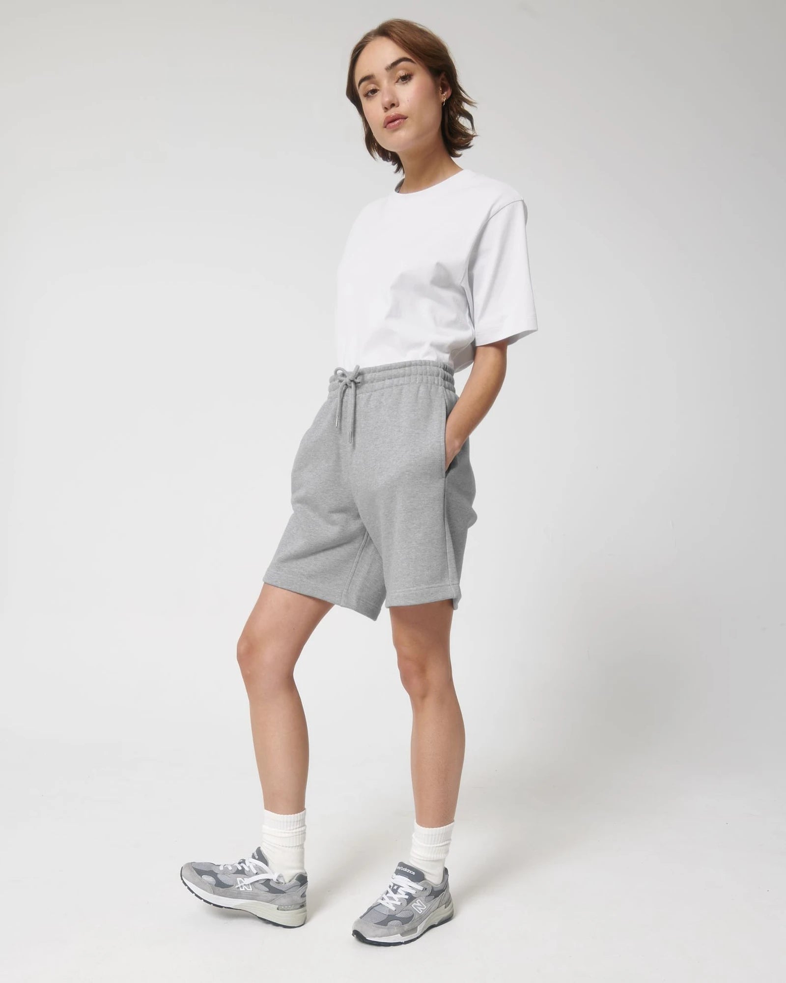 Short de jogging unisexe coton bio Stanley/Stella Boarder à personnaliser - Heather Grey